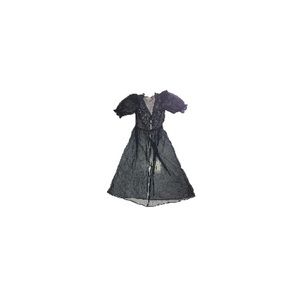 La Loire Vintage Black Puff Sleeved Lace Robe - Women’s Size Medium